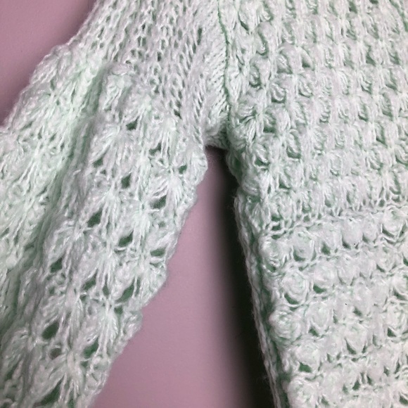 NWT Free People open knit mint spring sweater - Picture 4 of 8